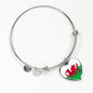 Welsh Flag - Heart Pendant Bangle Bracelet