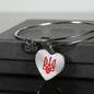 Tryzub (Red) v2 - Heart Pendant Bangle Bracelet