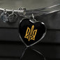 Stylized Tryzub - Heart Pendant Bangle Bracelet