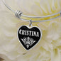 Cristina v02 - Heart Pendant Bangle Bracelet