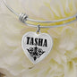 Tasha  v01 - Heart Pendant Bangle Bracelet