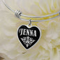 Jenna v02 - Heart Pendant Bangle Bracelet