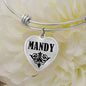 Mandy  v01 - Heart Pendant Bangle Bracelet