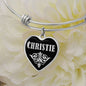 Christie v02 - Heart Pendant Bangle Bracelet