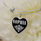 Sophia v02 - Heart Pendant Bangle Bracelet