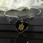Stylized Tryzub - Heart Pendant Bangle Bracelet