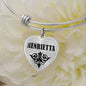 Henrietta  v01 - Heart Pendant Bangle Bracelet