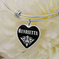 Henrietta v02 - Heart Pendant Bangle Bracelet