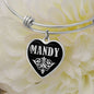 Mandy v02 - Heart Pendant Bangle Bracelet