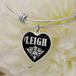 Leigh v02 - Heart Pendant Bangle Bracelet