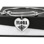 Flora v01 - Heart Pendant Bangle Bracelet