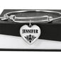 Jennifer v01 - Heart Pendant Bangle Bracelet