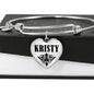 Kristy v01 - Heart Pendant Bangle Bracelet