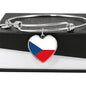 Czech Flag - Heart Pendant Bangle Bracelet