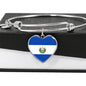 Salvadoran Flag - Heart Pendant Bangle Bracelet