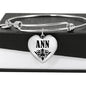 Ann v01 - Heart Pendant Bangle Bracelet