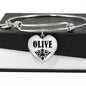 Olive  v01 - Heart Pendant Bangle Bracelet