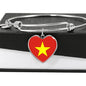 Vietnamese Flag - Heart Pendant Bangle Bracelet