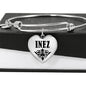 Inez v01 - Heart Pendant Bangle Bracelet