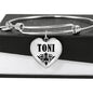 Toni v01 - Heart Pendant Bangle Bracelet