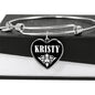 Kristy v02 - Heart Pendant Bangle Bracelet