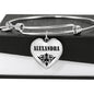 Alexandra v01 - Heart Pendant Bangle Bracelet