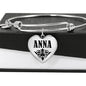 Anna v01 - Heart Pendant Bangle Bracelet