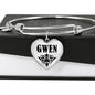 Gwen  v01 - Heart Pendant Bangle Bracelet