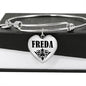 Freda  v01 - Heart Pendant Bangle Bracelet