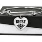 Betsy  v01 - Heart Pendant Bangle Bracelet
