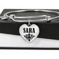 Sara v01 - Heart Pendant Bangle Bracelet