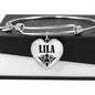 Lila  v01 - Heart Pendant Bangle Bracelet