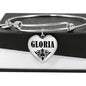 Gloria v01 - Heart Pendant Bangle Bracelet