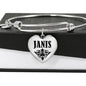 Janis  v01 - Heart Pendant Bangle Bracelet