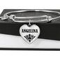 Angelina v01 - Heart Pendant Bangle Bracelet