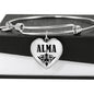 Alma v01 - Heart Pendant Bangle Bracelet