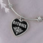 Antonia v02 - Heart Pendant Bangle Bracelet