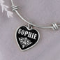 Sophie v02 - Heart Pendant Bangle Bracelet