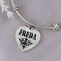 Freda  v01 - Heart Pendant Bangle Bracelet