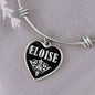 Eloise v02 - Heart Pendant Bangle Bracelet