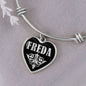 Freda v02 - Heart Pendant Bangle Bracelet