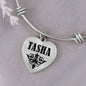Tasha  v01 - Heart Pendant Bangle Bracelet