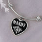 Mandy v02 - Heart Pendant Bangle Bracelet