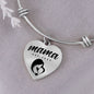 Mama, Est. 2022 - Heart Pendant Bangle Bracelet