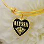 Alyssa v02 - 18k Gold Finished Heart Pendant Bangle Bracelet