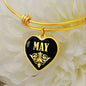 May v02 - 18k Gold Finished Heart Pendant Bangle Bracelet