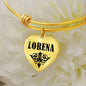 Lorena  v01 - 18k Gold Finished Heart Pendant Bangle Bracelet