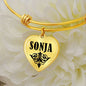 Sonja  v01 - 18k Gold Finished Heart Pendant Bangle Bracelet