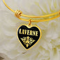 Laverne v02 - 18k Gold Finished Heart Pendant Bangle Bracelet