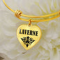 Laverne  v01 - 18k Gold Finished Heart Pendant Bangle Bracelet